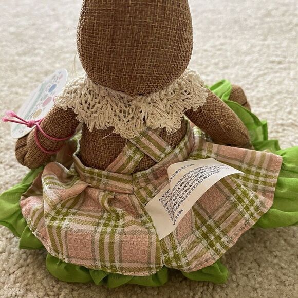 Bunny Boulevard Easter Bunny Rabbit Plush Floppy Ear Pink Gingham Dress Brown - Picture 7 of 9